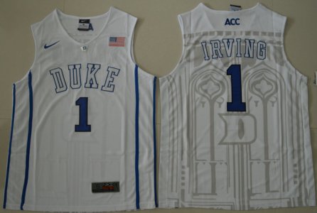 Maillot De Basket NCAA Duke Bleu Devils Kyrie Irving 1 Col V College Basketball Authentique Blanc